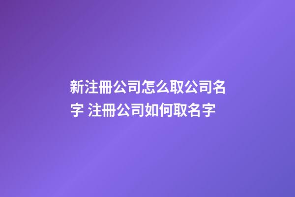 新注冊公司怎么取公司名字 注冊公司如何取名字-第1張-公司起名-玄機派